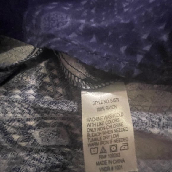 Vintage Havana Navy, Blue & White Print Dress M FREE SHIP - Picture 4 of 5